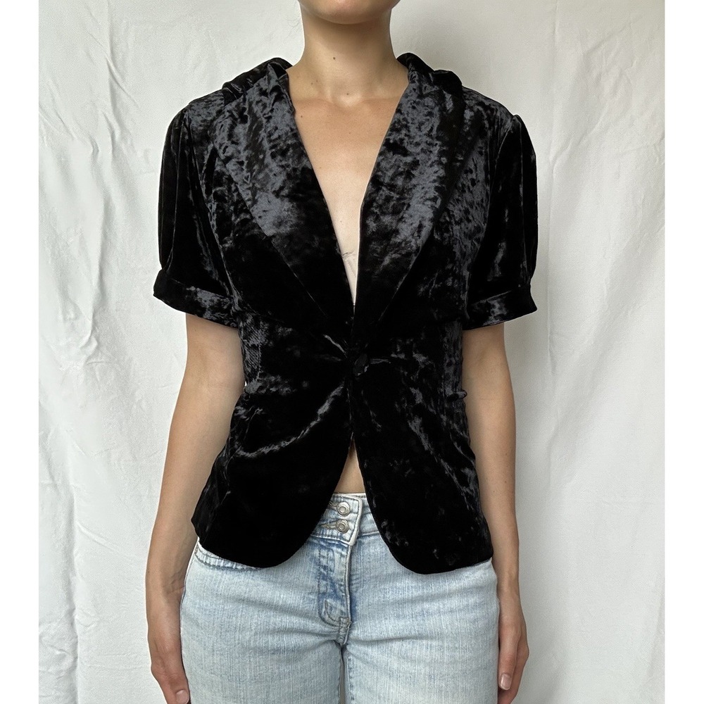 Vintage 2000s Velvet Puff Sleeve Top Whimsigoth Steampunk Gothic Vampy